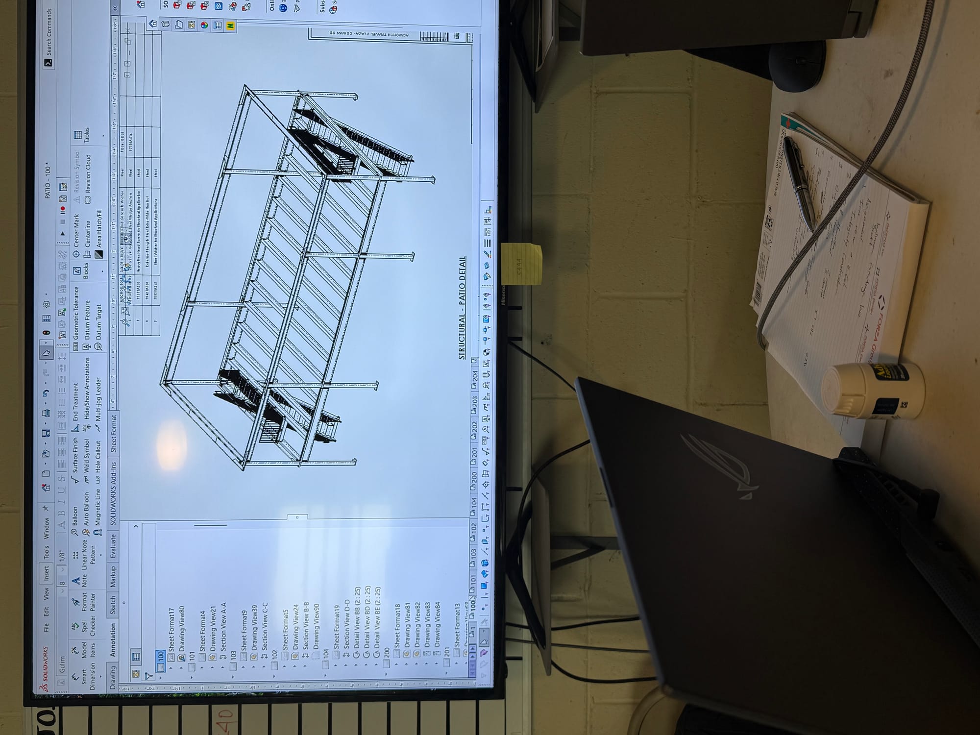 Two-level patio frame · SOLIDWORKS 3D model